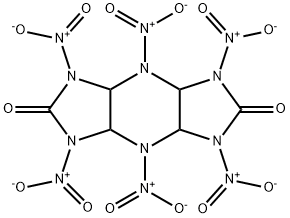 Octahydro-1,3,4,5,7,8-hexanitro-diimidazo[4,5-b:4',5'-e]pyrazine-2,6(1H,3H)-dione 구조식 이미지