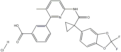 3-(6-{[1-(2,2-Difluoro-benzo[1,3]dioxol-5-yl)-cyclopropanecarbonyl]-amino}-3-methyl-pyridin-2-yl)-benzoicacidhydrochloride 구조식 이미지