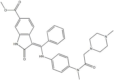 (Z)-methyl 3-((4-(N-methyl-2-(4-methylpiperazin-1-yl)acetamido)phenylamino)(phenyl)methylene)-2-oxoindoline-6-carboxylate Structure