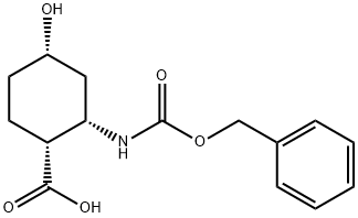 (1R*,2S*,4S*)-2-Benzyloxycarbonylamino-4-hydroxy-cyclohexanecarboxylic acid 구조식 이미지