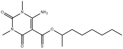 6-Amino-1,2,3,4-tetrahydro-1,3-dimethyl-2,4-dioxo-5-pyrimidinecarbothioic acid S-octyl ester Structure
