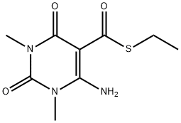 6-아미노-1,2,3,4-테트라히드로-1,3-디메틸-2,4-디옥소-5-피리미딘카르보티오산S-에틸에스테르 구조식 이미지