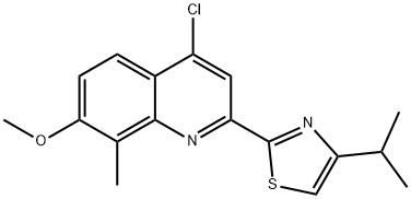 Quinoline, 4-chloro-7-methoxy-8-methyl-2-[4-(1-methylethyl)-2-thiazolyl]- 구조식 이미지