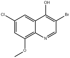 3-브로모-6-클로로-4-하이드록시-8-메톡시퀴놀린 구조식 이미지