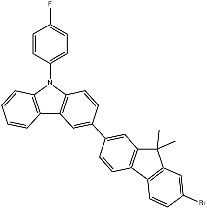 3-(7-Bromo-9,9-dimethyl-9H-fluoren-2-yl)-9-(4-fluorophenyl)-9H-carbazole 구조식 이미지