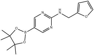 N-(Furan-2-ylmethyl)-5-(4,4,5,5-tetramethyl-1,3,2-dioxaborolan-2-yl)pyrimidin-2-amine 구조식 이미지