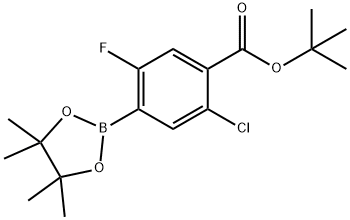 tert-Butyl 2-chloro-5-fluoro-4-(4,4,5,5-tetramethyl-1,3,2-dioxaborolan-2-yl)benzoate 구조식 이미지