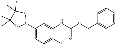 Benzyl 2-fluoro-5-(4,4,5,5-tetramethyl-1,3,2-dioxaborolan-2-yl)phenylcarbamate 구조식 이미지