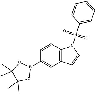 1-(Phenylsulfonyl)-5-(4,4,5,5-tetramethyl-1,3,2-dioxaborolan-2-yl)-1H-indole 구조식 이미지