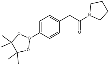 1-(Pyrrolidin-1-yl)-2-[4-(4,4,5,5-tetramethyl-1,3,2-dioxaborolan-2-yl)phenyl]ethanone 구조식 이미지