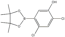 2,4-Dichloro-5-(4,4,5,5-tetramethyl-1,3,2-dioxaborolan-2-yl)phenol 구조식 이미지