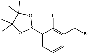 2-(3-(Bromomethyl)-2-fluorophenyl)-4,4,5,5-tetramethyl-1,3,2-dioxaborolane 구조식 이미지