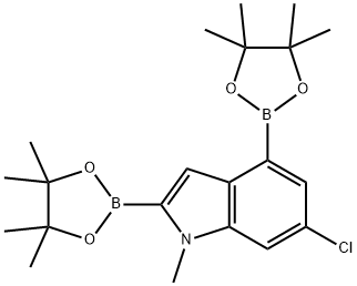 6-Chloro-1-methyl-2,4-bis(4,4,5,5-tetramethyl-1,3,2-dioxaborolan-2-yl)-1H-indole 구조식 이미지