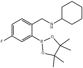 N-(4-Fluoro-2-(4,4,5,5-tetramethyl-1,3,2-dioxaborolan-2-yl)benzyl)cyclohexanamine 구조식 이미지