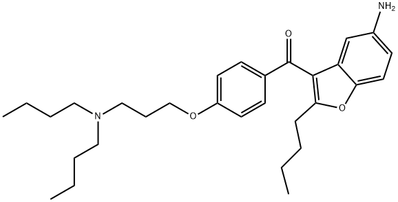 (5-Amino-2-butyl-3-benzofuranyl)[4-[3-(dibutylamino)propoxy]phenyl]methanone 구조식 이미지