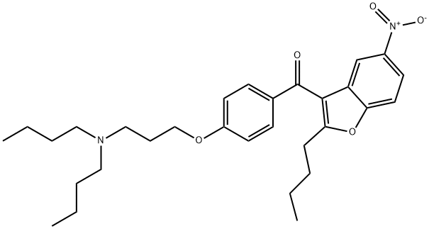 (2-Butyl-5-nitro-3-benzofuranyl)[4-[3-(dibutylamino)propoxy]phenyl]methanone 구조식 이미지