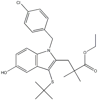 ethyl 3-(3-(tert-butylthio)-1-(4-chlorobenzyl)-5-hydroxy-1H-indol-2-yl)-2,2-dimethylpropanoate Structure