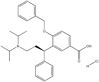벤조산,3-[(1R)-3-[비스(1-메틸에틸)아미노]-1-페닐프로필]-4-(페닐메톡시)-,염산염 구조식 이미지