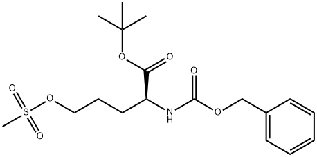 L-Norvaline, 5-[(methylsulfonyl)oxy]-N-[(phenylmethoxy)carbonyl]-, 1,1-dimethylethylester 구조식 이미지