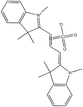 1,3,3-Trimethyl-2-[3-(1,3,3-trimethyl-2-indolinylidene)propenyl]-3H-indolium perchlorate 구조식 이미지