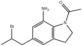 Ethanone, 1-[7-amino-5-(2-bromopropyl)-2,3-dihydro-1H-indol-1-yl]- Structure