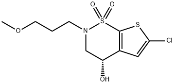 (S)-6-Chloro-2-(3-methoxypropyl)-3,4-dihydro-2H-thieno[3,2-e][1,2]thiazin-4-ol 1,1-dioxide 구조식 이미지