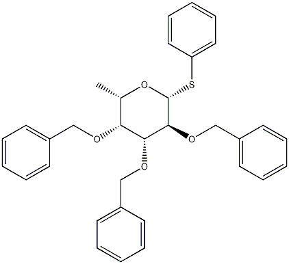 Phenyl 2,3,4-Tri-O-benzyl-1-thio-beta-L-fucopyranoside 구조식 이미지
