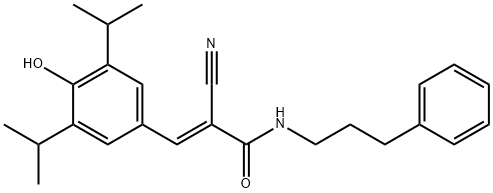 (E)-2-cyano-3-(4-hydroxy-3,5-diisopropylphenyl)-N-(3-phenylpropyl)acrylamide 구조식 이미지