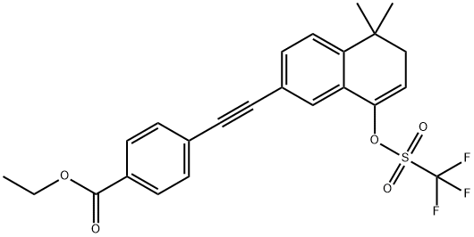 4-[2-[5,6-Dihydro-5,5-dimethyl-8-[[(trifluoromethyl)sulfonyl]oxy]-2-naphthalenyl]ethynyl]benzoic Acid Ethyl Ester Structure
