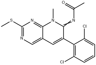 N-[6-(2,6-Dichlorophenyl)-8-methyl-2-(methylthio)pyrido[2,3-d]pyrimidin-7(8H)-ylidene]acetamide 구조식 이미지