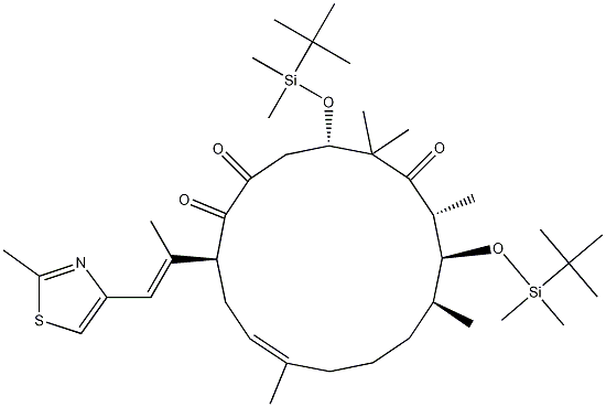 (4S,7R,8S,9S,13Z,16S)-4,8-Bis-{[tert-butyl(dimethyl)silyl]oxy}-5,5,7,9,13-pentamethyl-16-[(E)-1-methyl-2-(2-methyl-1,3-thiazol-4-yl)ethenyl]oxocyclohexadec-13-ene-2,6-dione 구조식 이미지