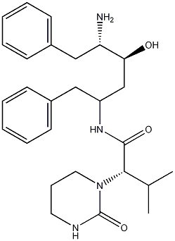 (S)-N-[(2S,4S,5S)-5-Amino-4-hydroxy-1,6-diphenylhexan-2-yl]-3-methyl-2-(2-oxotetrahydropyrimidin-1(2H)-yl)butanamide 구조식 이미지