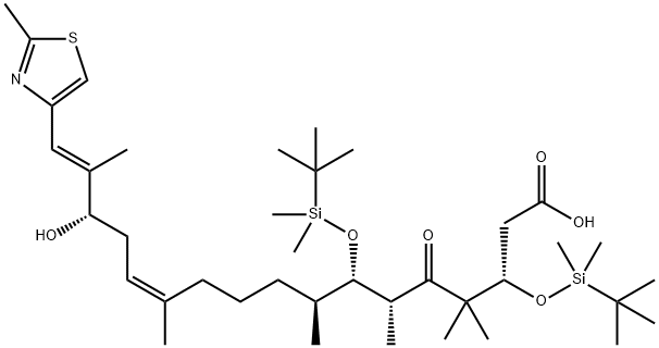 (3S,6R,7S,12Z,15S,16E)-3,7-Bis-{[tert-butyl(dimethyl)silyl]oxy}-15-hydroxy-4,4,6,8,12,16-hexamethyl-17-(2-methyl-1,3-thiazol-4-yl)-5-oxoheptadeca-12,16-dienoic Acid Structure