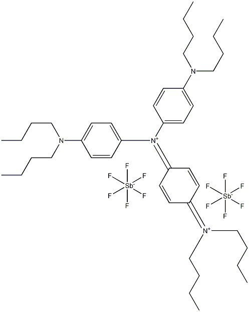 4-(Dibutylamino)-N-[4-(dibutylamino)phenyl]-N-[4-(dibutyliminio)-2,5-cyclohexadien-1-ylidene]benzenaminium hexafluoroantimonate(1-) 구조식 이미지