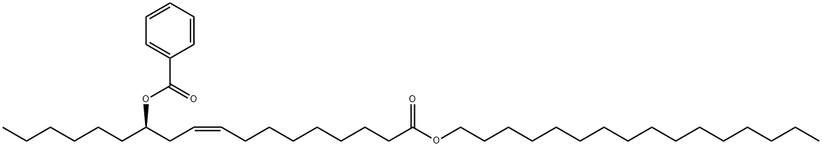 9-Octadecenoic acid, 12-(benzoyloxy)-, hexadecyl ester, (9Z,12R)- Structure