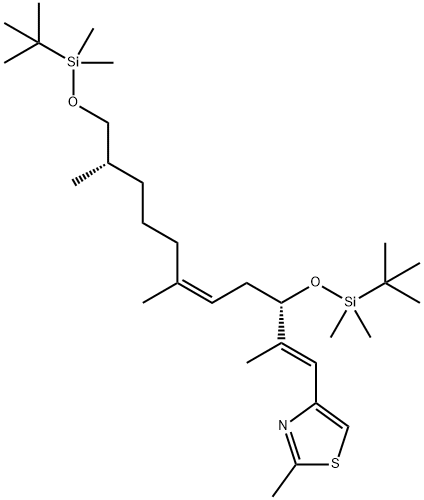 4-[(1E,3S,5Z,8R/S,10S)-3,11-Bis-{[tert-butyl(dimethyl)silyl]oxy}-2,6,10-trimethyl-undeca-1,5-dienyl]-2-methyl-1,3-thiazole 구조식 이미지