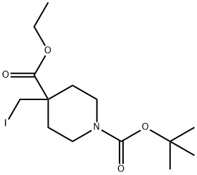 1-tert-Butyl 4-ethyl 4-(iodomethyl)piperidine-1,4-dicarboxylate Structure