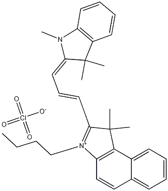 3-Butyl-2-[3-(1,3-dihydro-1,3,3-trimethyl-2H-indol-2-ylidene)-1-propen-1-yl]-1,1-dimethyl-1H-benz[e]indolium perchlorate 구조식 이미지