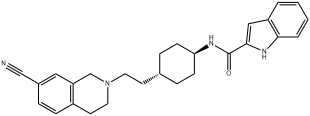 1H-Indole-2-carboxamide, N-[trans-4-[2-(7-cyano-3,4-dihydro-2(1H)-isoquinolinyl)ethyl]cyclohexyl]- 구조식 이미지