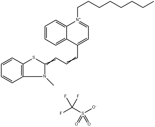 Quinolinium, 4-[3-(3-methyl-2(3H)-benzothiazolylidene)-1-propen-1-yl]-1-octyl-, 1,1,1-trifluoromethanesulfonate Structure