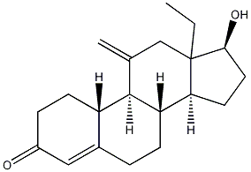 (17beta)-13-Ethyl-17-hydroxy-11-methylenegon-4-en-3-one 구조식 이미지