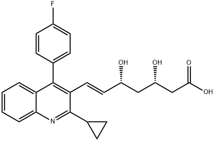 (3S,5R,6E)-7-[2-Cyclopropyl-4-(4-fluorophenyl)-3-quinolinyl]-3,5-dihydroxy-6-heptenoic acid 구조식 이미지
