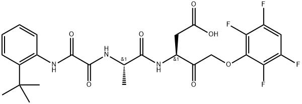 (S)-3-((S)-2-(2-(2-tert-butylphenylamino)-2-oxoacetamido)propanamido)-4-oxo-5-(2,3,5,6-tetrafluorophenoxy)pentanoic acid Structure