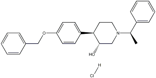 (3R,4R)-4-(4-(benzyloxy)phenyl)-1-((R)-1-phenylethyl)piperidin-3-ol hydrochloride Structure