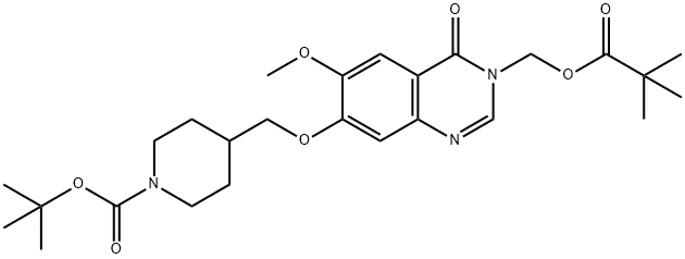 7-(N-tert-Butoxycarbonylpiperidin-4-ylmethoxy)-6-methoxy-3-pivaloyloxymethyl-3,4-dihydroquinazolin-4-one 구조식 이미지