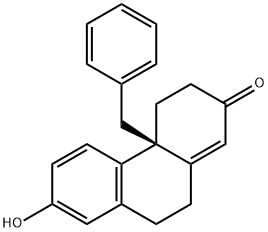 2(3H)-Phenanthrenone, 4,4a,9,10-tetrahydro-7-hydroxy-4a-(phenylmethyl)-, (4aS)- 구조식 이미지