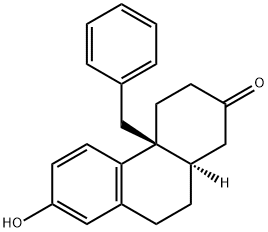 2(1H)-Phenanthrenone, 3,4,4a,9,10,10a-hexahydro-7-hydroxy-4a-(phenylmethyl)-, (4aS,10aR)- 구조식 이미지