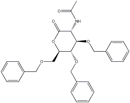 2-아세트아미도-3,4,6-트리-O-벤질-2-데옥시-D-글루코노-1,5-락톤 구조식 이미지