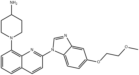 1-{2-[5-(2-Methoxy-ethoxy)-benzoimidazol-1-yl]-quinolin-8-yl}-piperidin-4-ylamine 구조식 이미지