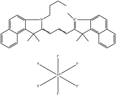 2-((1E,3E)-3-(3-butyl-1,1-dimethyl-1H-benzo[e]indol-2(3H)-ylidene)prop-1-enyl)-1,1,3-trimethyl-1H-benzo[e]indolium Structure